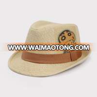 Solid Straw Hats Panama Fedora hat for children and adult Summer Beach Cowboy