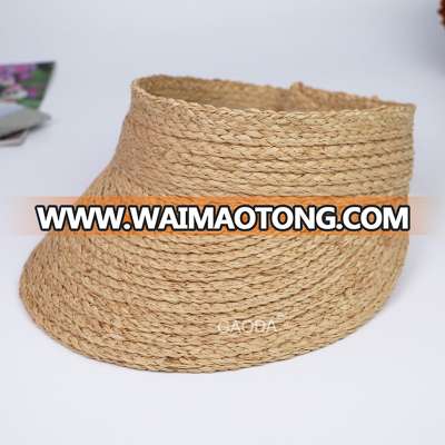 Wholesale stylish lady hats raffia straw sun visor cap