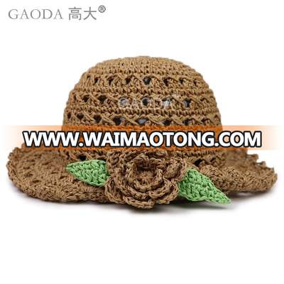 New style creative foldable large flower baby straw hat